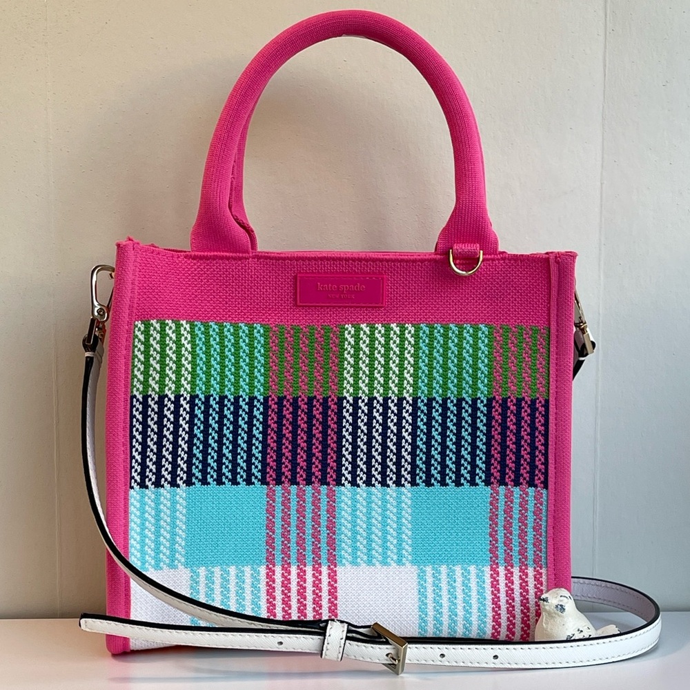 Kate Spade Pink Woven Plaid Mini Tote